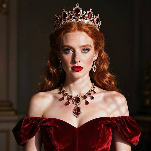 Regal Red-Haired Woman Portrait