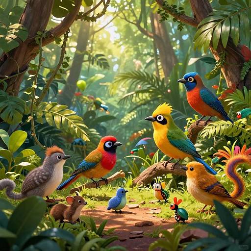 Vibrant Jungle Animals Gathering