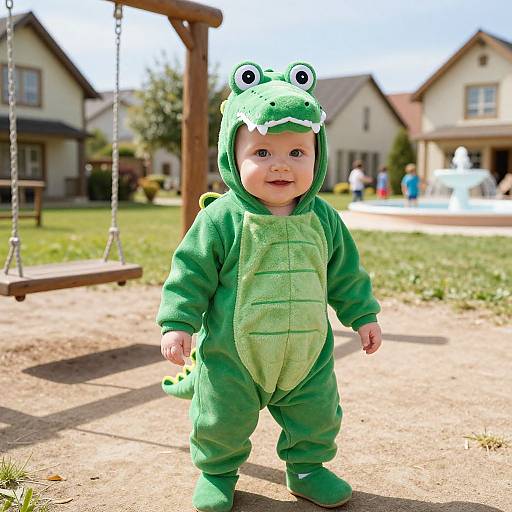 Cute Baby in Crocodile Costume