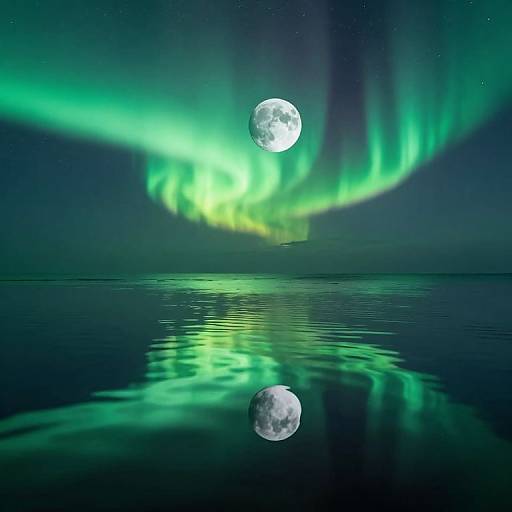 Moon-Sized Water Droplet with Auroras