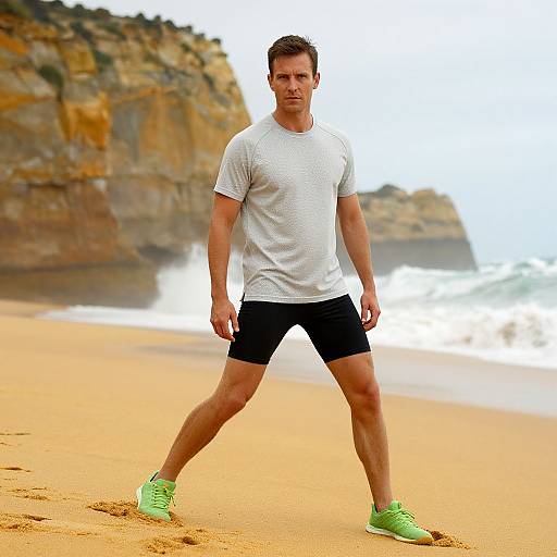 Athletic Man on Coastal Cliffs
