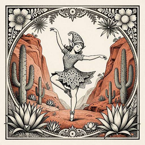 Joyful Canyon Elf in Ornate Ink