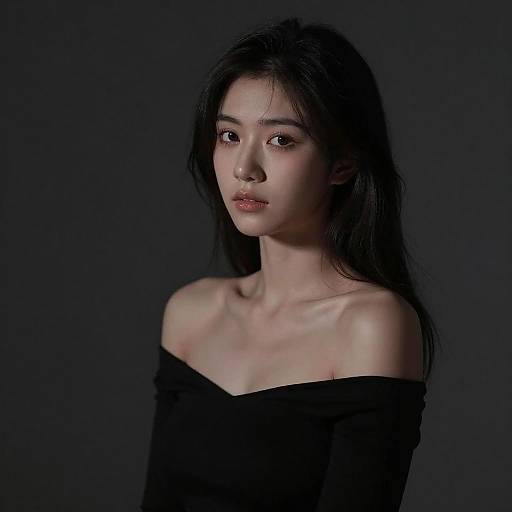 Photorealistic Dark Shadow Portrait of Girl