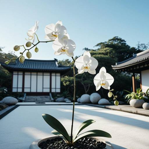 White Orchid in Zen Garden