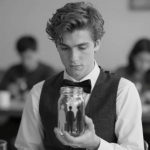 Mysterious Portrait: Man with Glass Jar