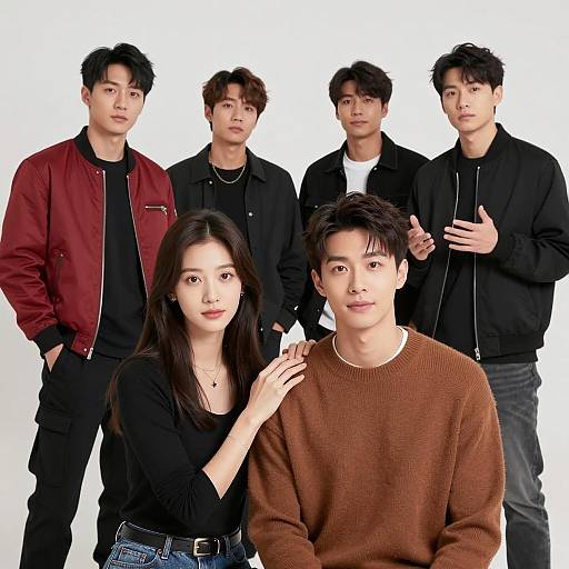 Casual Group Photo on White Background