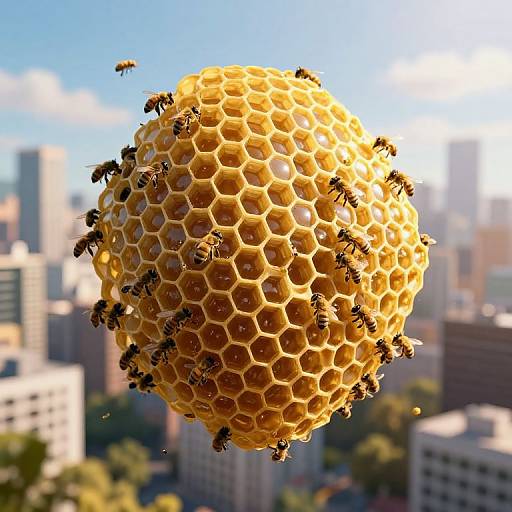 Surreal Honeycomb Cityscape Fusion