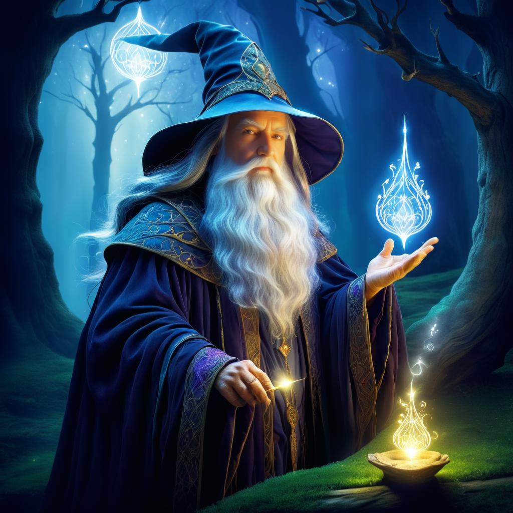 Enchanted Illustration of a Wise Wizard