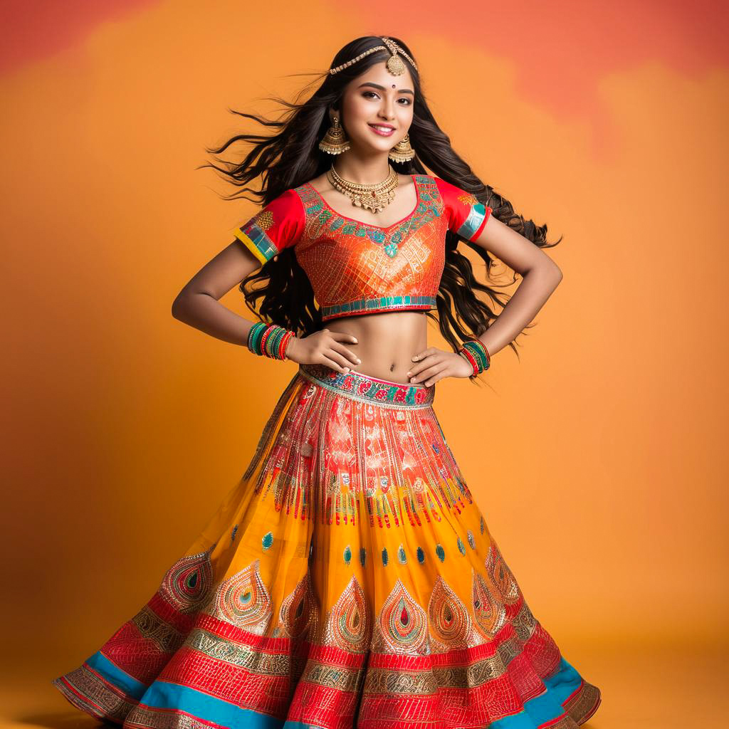 Joyful Teenage Girl in Vibrant Chaniya Choli