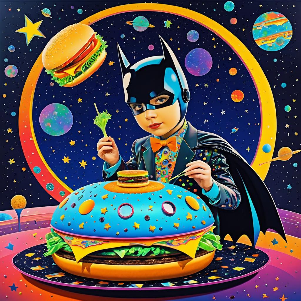 Psychedelic Batman with Veggie Burger Art