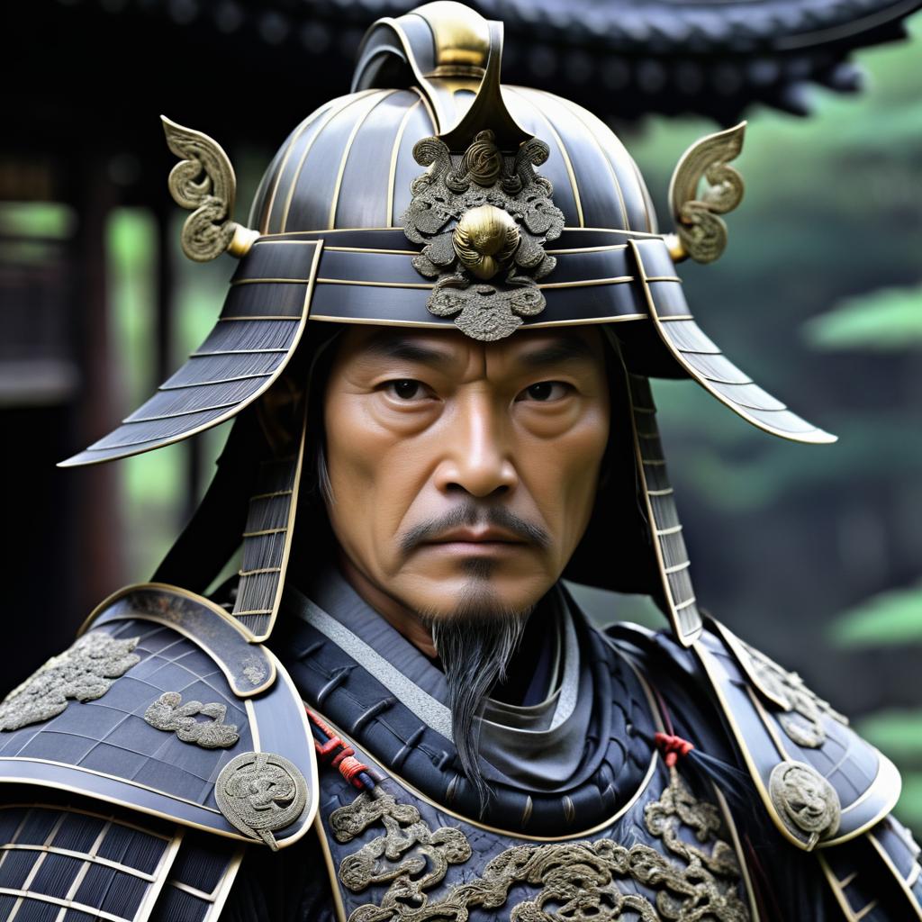 Detailed Portrait of an Ancient Samurai