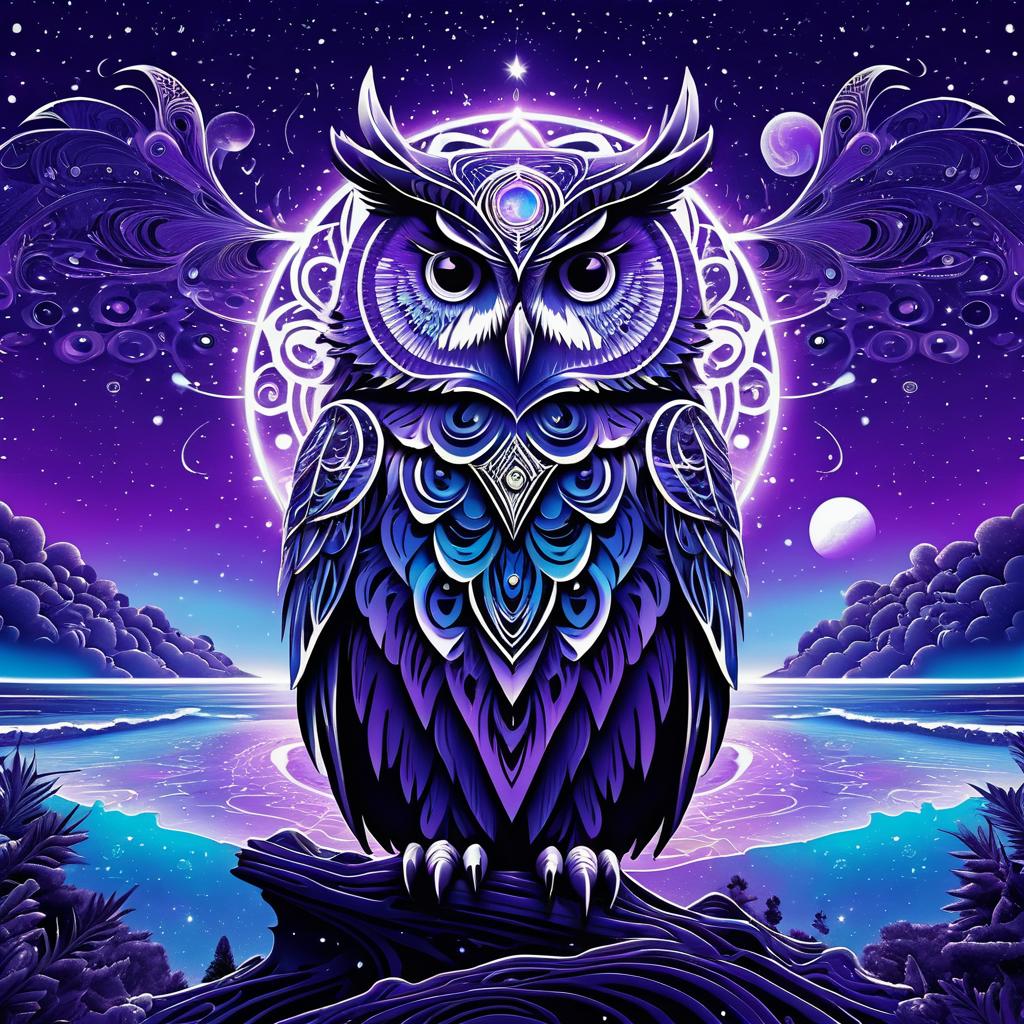 Cosmic Owl: A Dreamy Psychedelic Journey