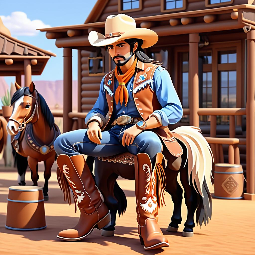 Charming Western Cowboy Cartoon Design