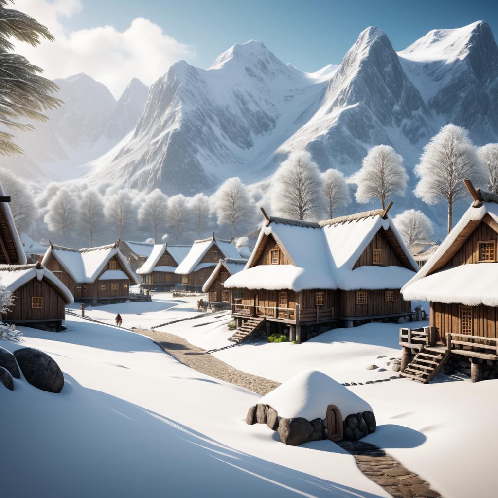 Photorealistic Nordic Viking Village on Beach