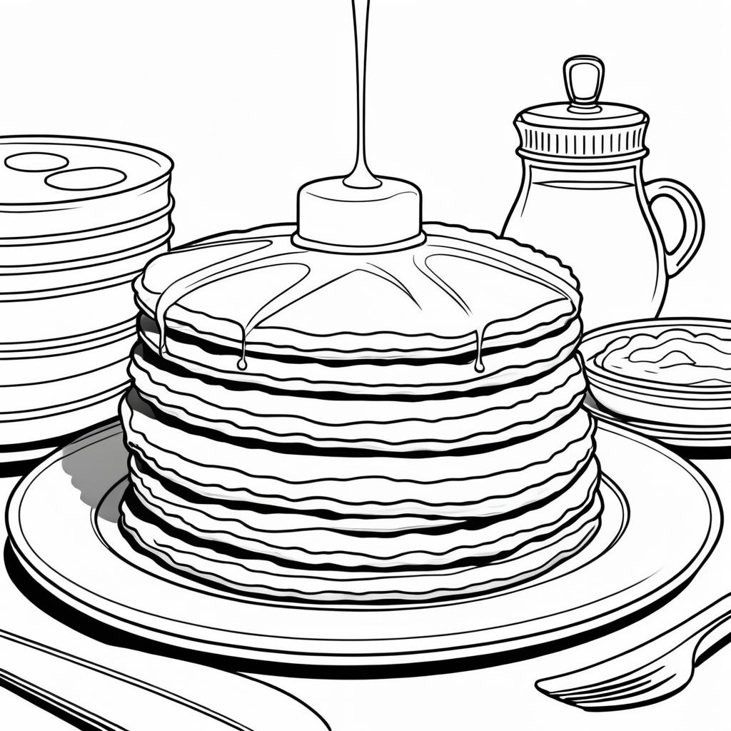 Breakfast Delights: Pancakes Coloring Page