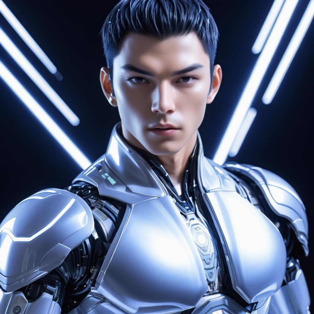 Ultra-Detailed Male Cyborg Artwork