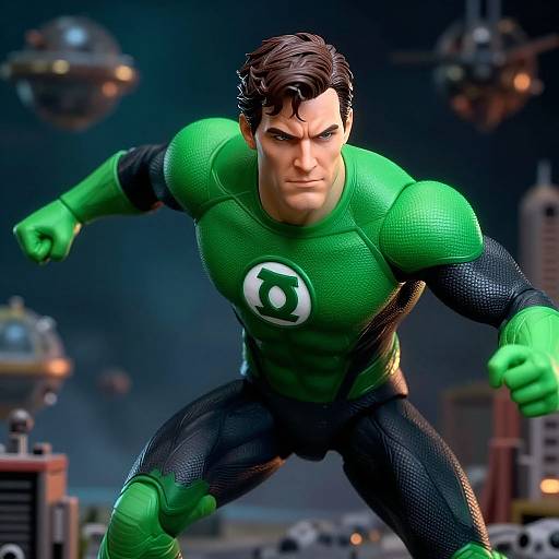 Hyperrealistic Green Lantern Action Diorama