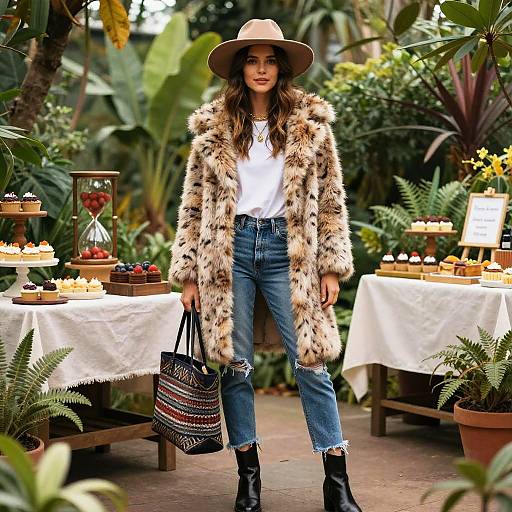 Boho-Chic Hourglass Woman in Botanical Garden