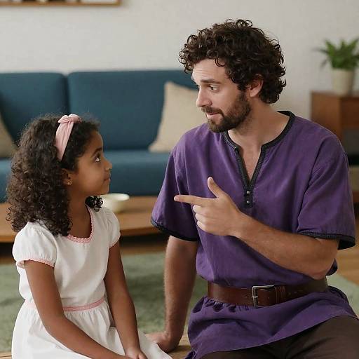 Father-Daughter Moment in Cozy Living Room