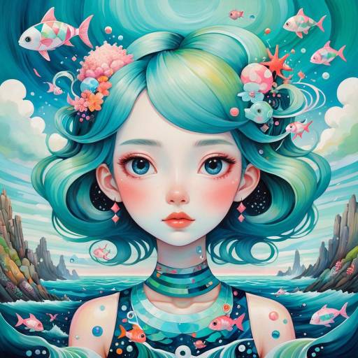 Dreamy Surrealism: Woman in Ocean Art
