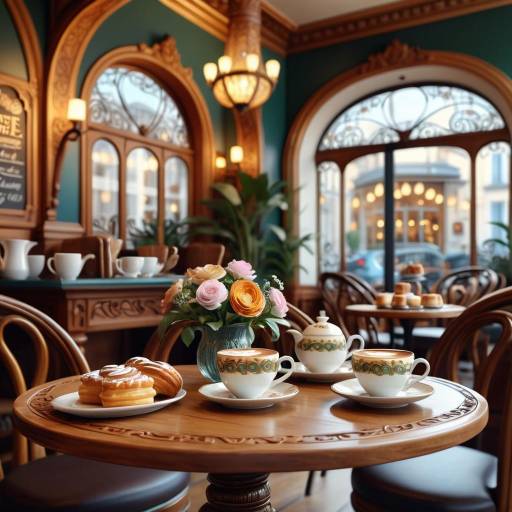 Elegant Art Nouveau Coffee Shop Scene Elegant Art Nouveau Coffee Shop Scene