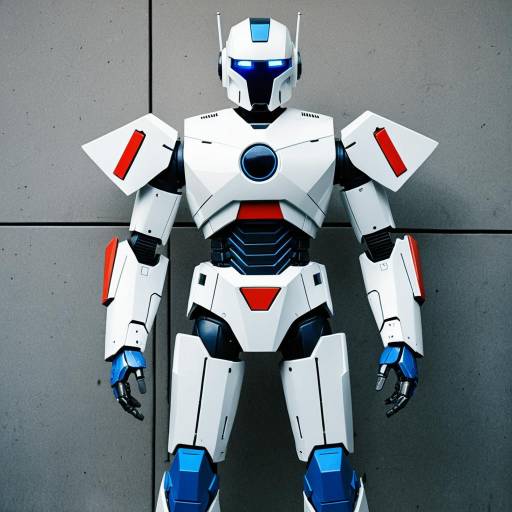 White Robot Cosplay Costume with Blue and Red Accents