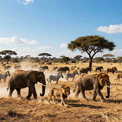 Savannah Wildlife Herd Crossing