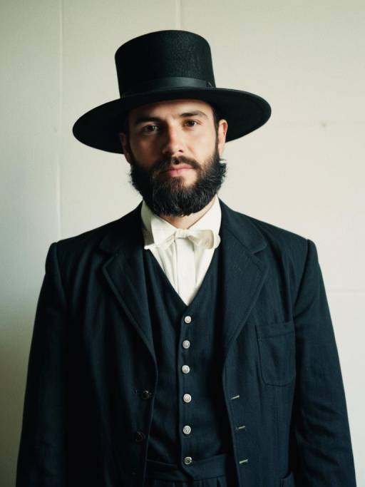 Man in Amish Costume with Black Hat