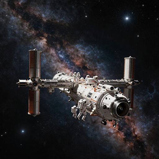 Astronauts Performing EVA on Space Station