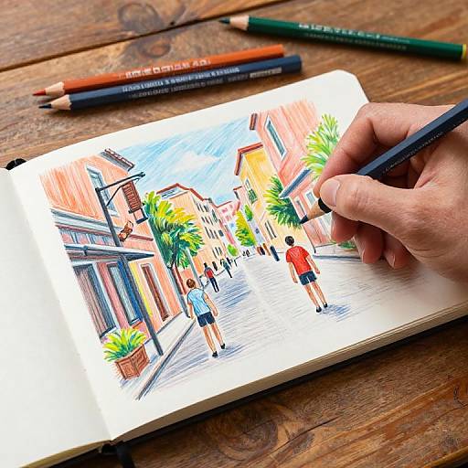 Dynamic Urban Sketching with Colored Pencils