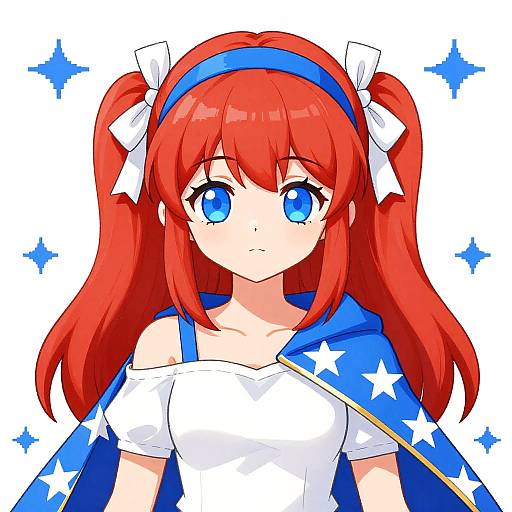 Cute Red-Haired Anime Girl Portrait