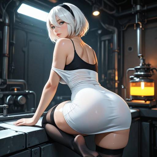 Dynamic Cowboy Shot of Nier Automata Character