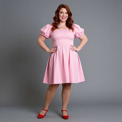 Plus Size Woman in Pink Grease Costume