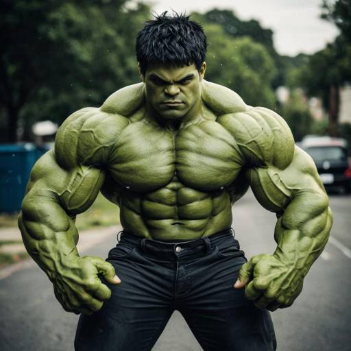 Muscular Boy in Incredible Hulk Costume