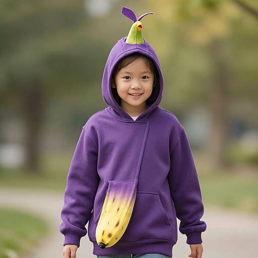 Purple Banana Hoodie with Bird