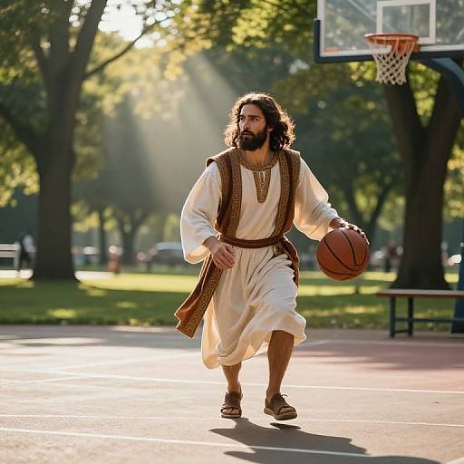 Jesus Playing Basketball in Peace