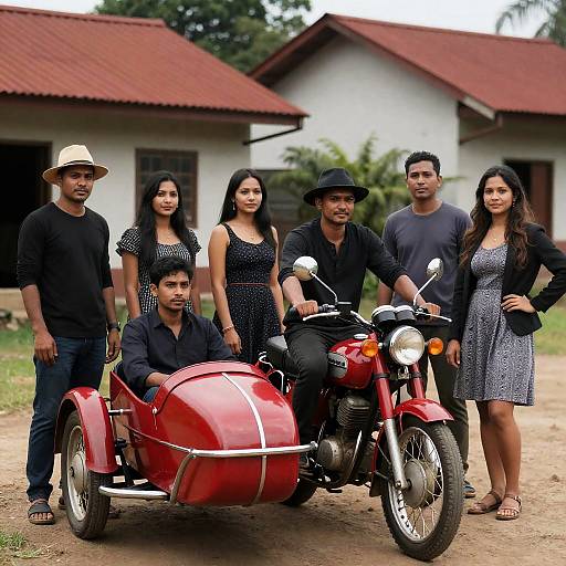 Vintage Motorcycle Gathering with Friends