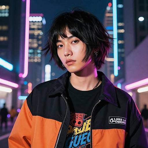 Trendy Male Model with Layered Bob