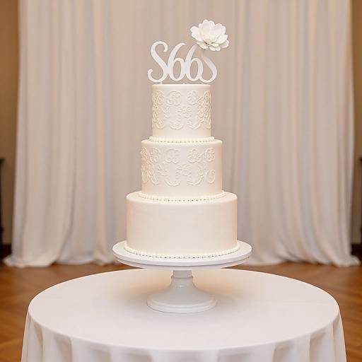 Elegant Monogrammed Three-Tier Wedding Cake