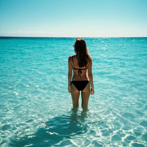Woman Standing in Clear Turquoise Ocean Water