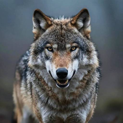 Intense Front Wolf Face Portrait