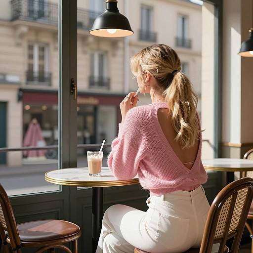Café Scene with a Stylish Woman
