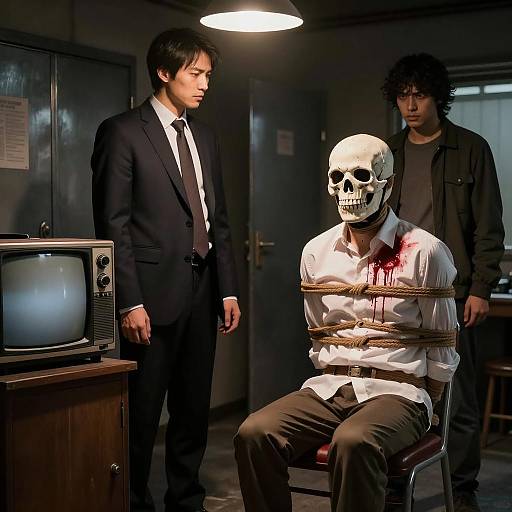 Intense Confrontation in Dark Room