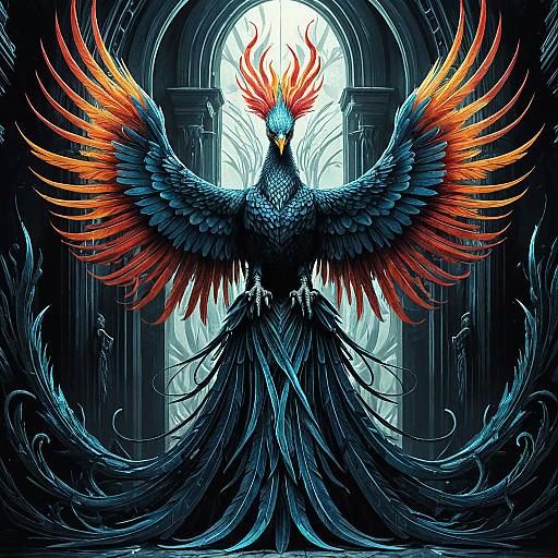 Elegant Phoenix Rising with Vibrant Feathers