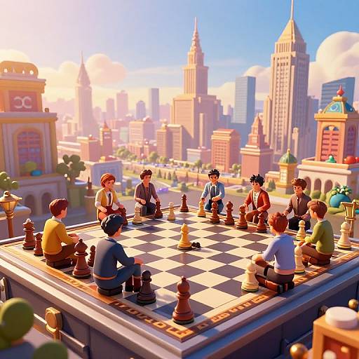 Fantasy 3D Chessboard Cityscape