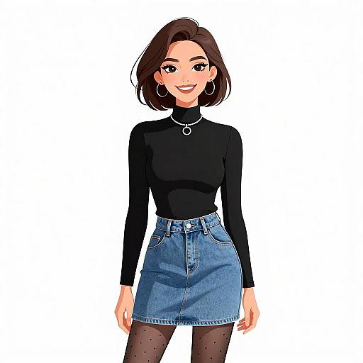 Smiling Woman in Modern Preppy Outfit