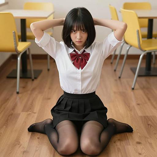 Intense Portrait of Asian Woman in Bow Tie