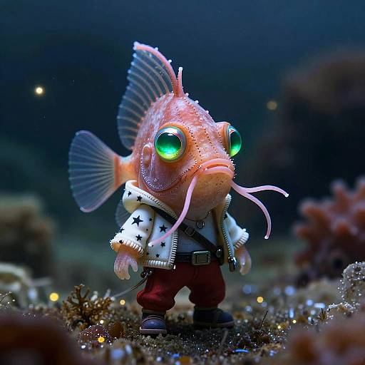 Bioluminescent Deep-Sea Anglerfish Portrait