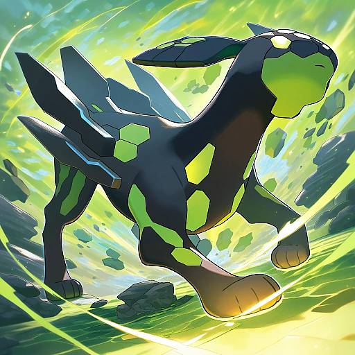 Illustration of Zygarde, pokemon in the style of Kaede (sayappa)