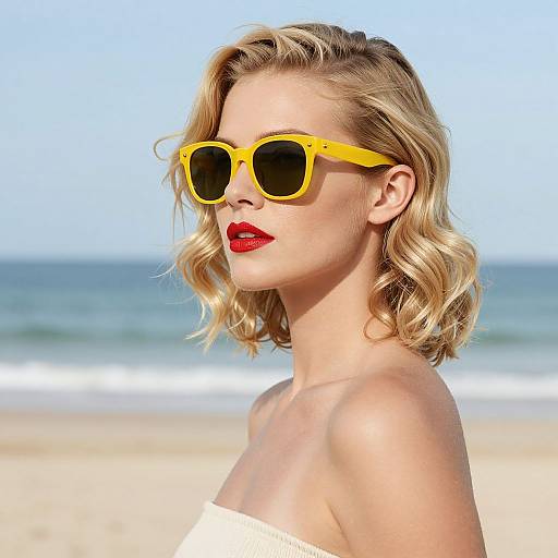 Confident Blonde Woman at Beach
